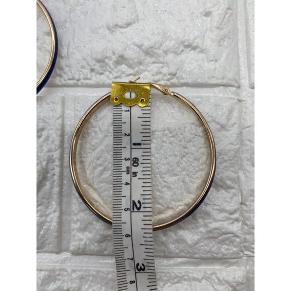 Women’s Big Enamel Hoop Earrings with Rose Gold Tone Plated, Nickel-free Stainle - Picture 5 of 10